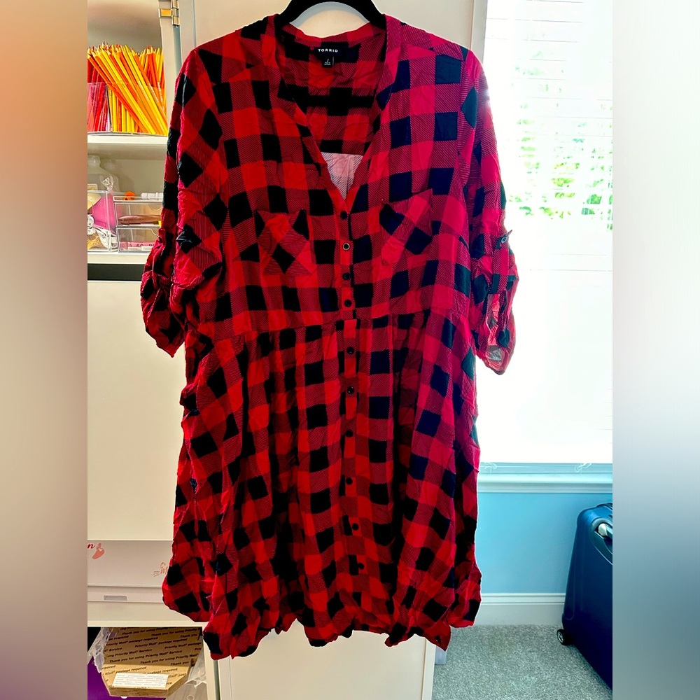 Torrid Red Plaid Skater Dress